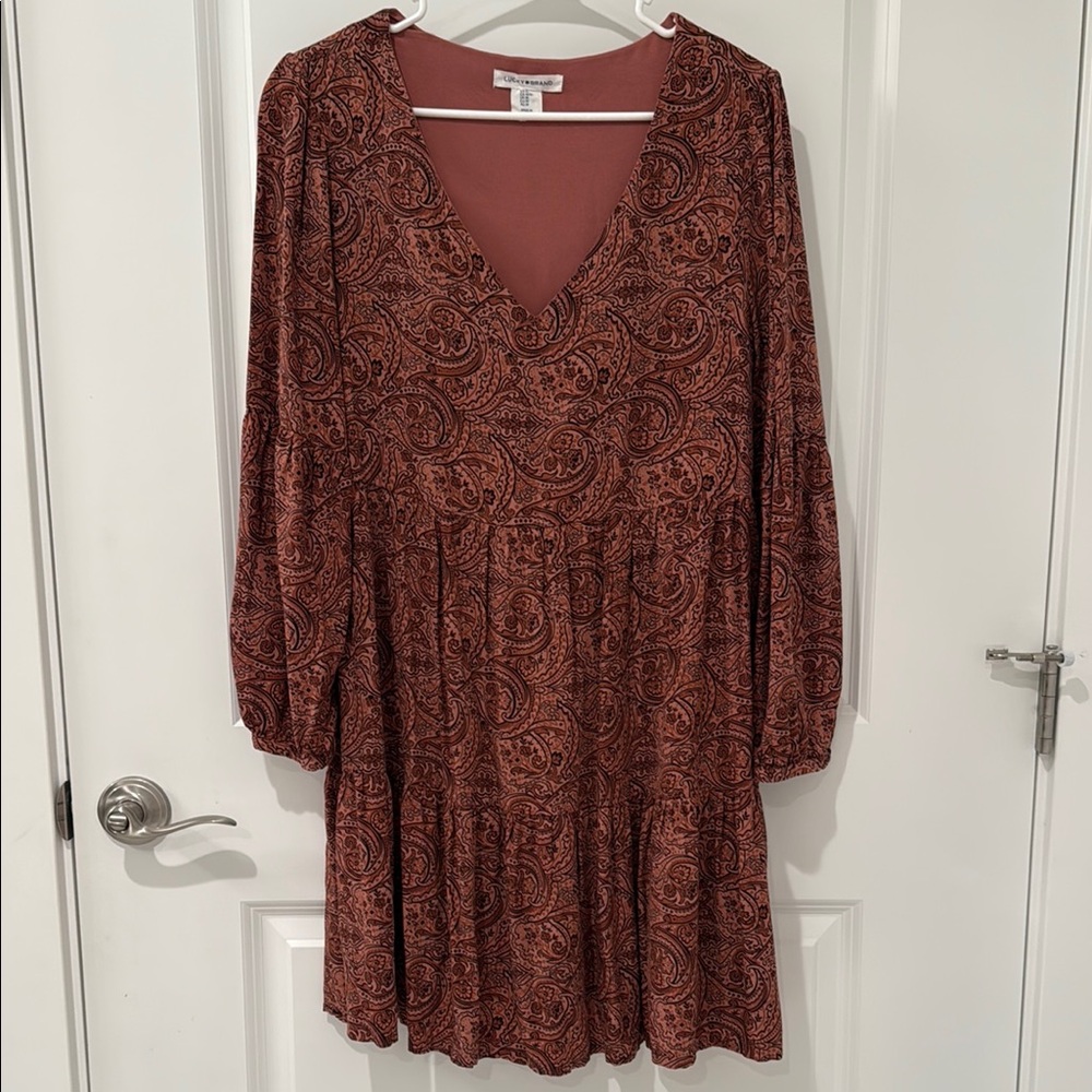 Lucky Brand Red Ruched Wrap Sundress